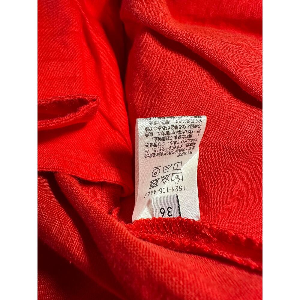 UNITED ARROWS Linen Long Maxi A-Line Red Pleated Skirt Women’s Size Small 36 NWT - Picture 10 of 11